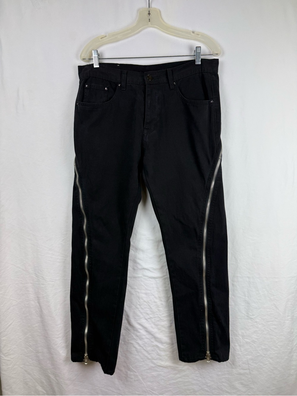 mnml Men's Straight Jeans Black Dark Wash Cotton Denim 5-Pocket Ankle Zip‎ Sz 32